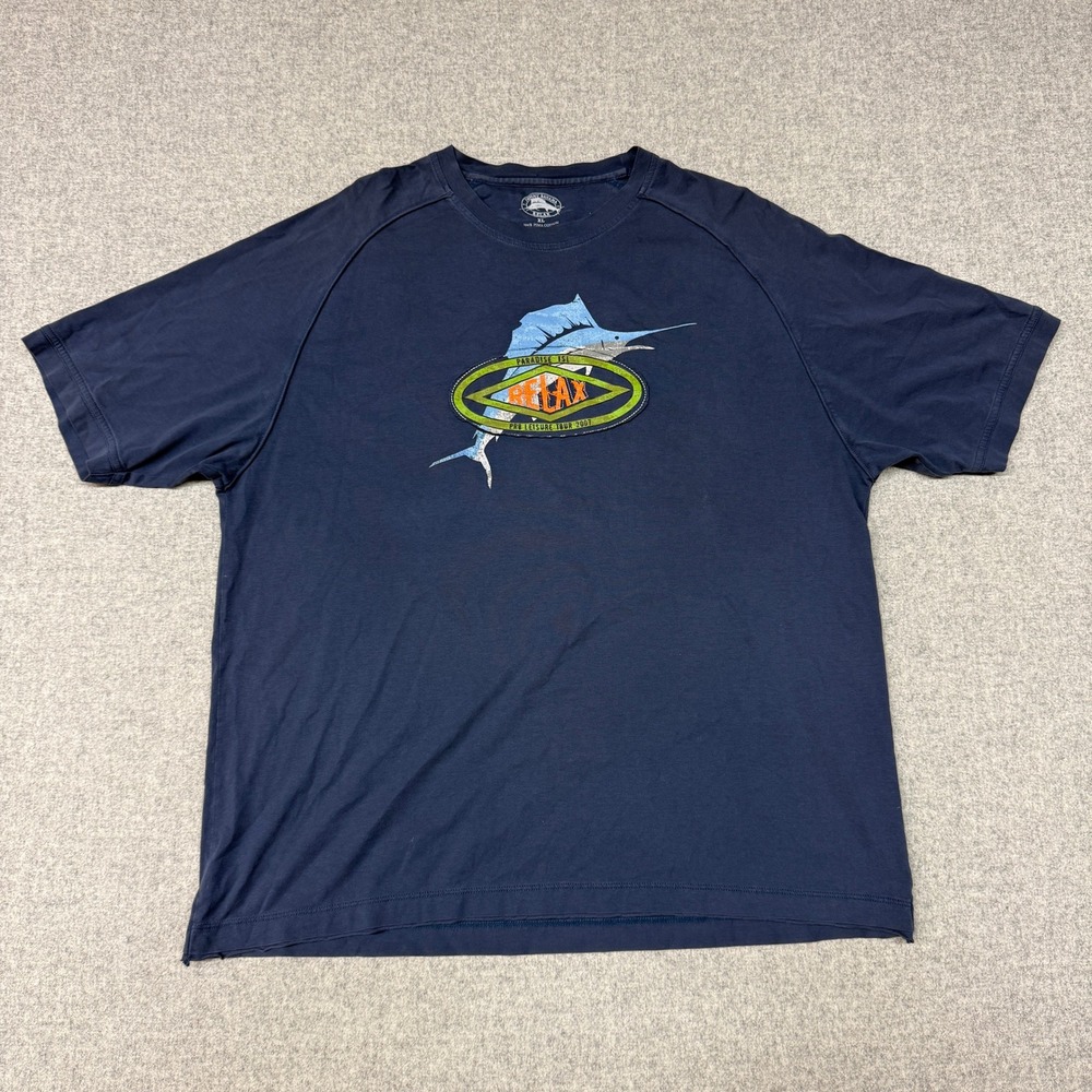 Tommy Bahama Relax T-Shirt XL Navy Blue Pima Cotton Marlin Graphic Pro Tour 2007